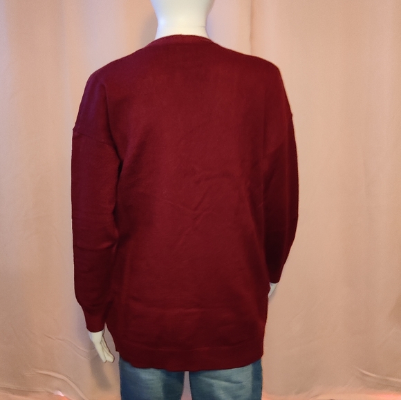 NWT Patch Pocket Burgundy Cardigan - Picture 3 of 6